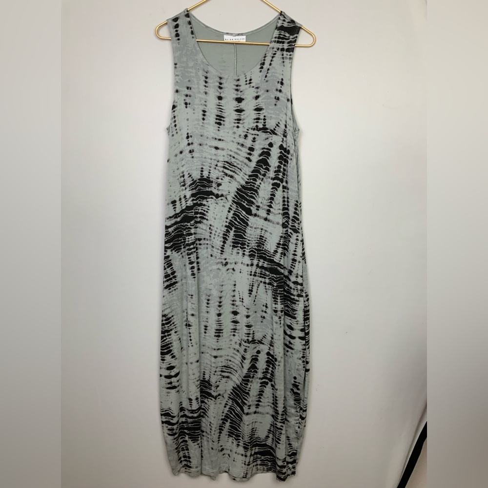 Bryn Walker Sz Small Tie Dye Jersey Sleeveless Midi Dress Lagenlook Pockets
